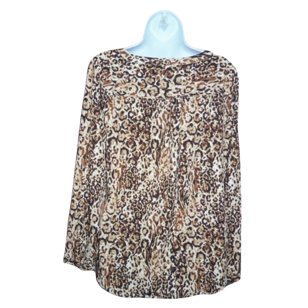 Merona Animal Print 3/4 Button Down Long Sleeve Blouse Top - Large - Picture 3 of 8